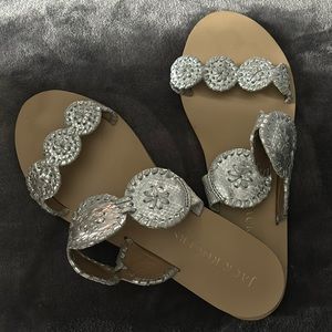 Silver snakeskin jack rogers flat sandal